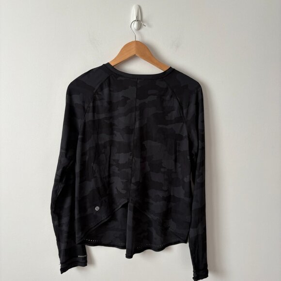 Lululemon Rise and Run Long Sleeve Heritage 365 Camo Deep Coal Multi Size 6 - Picture 8 of 8